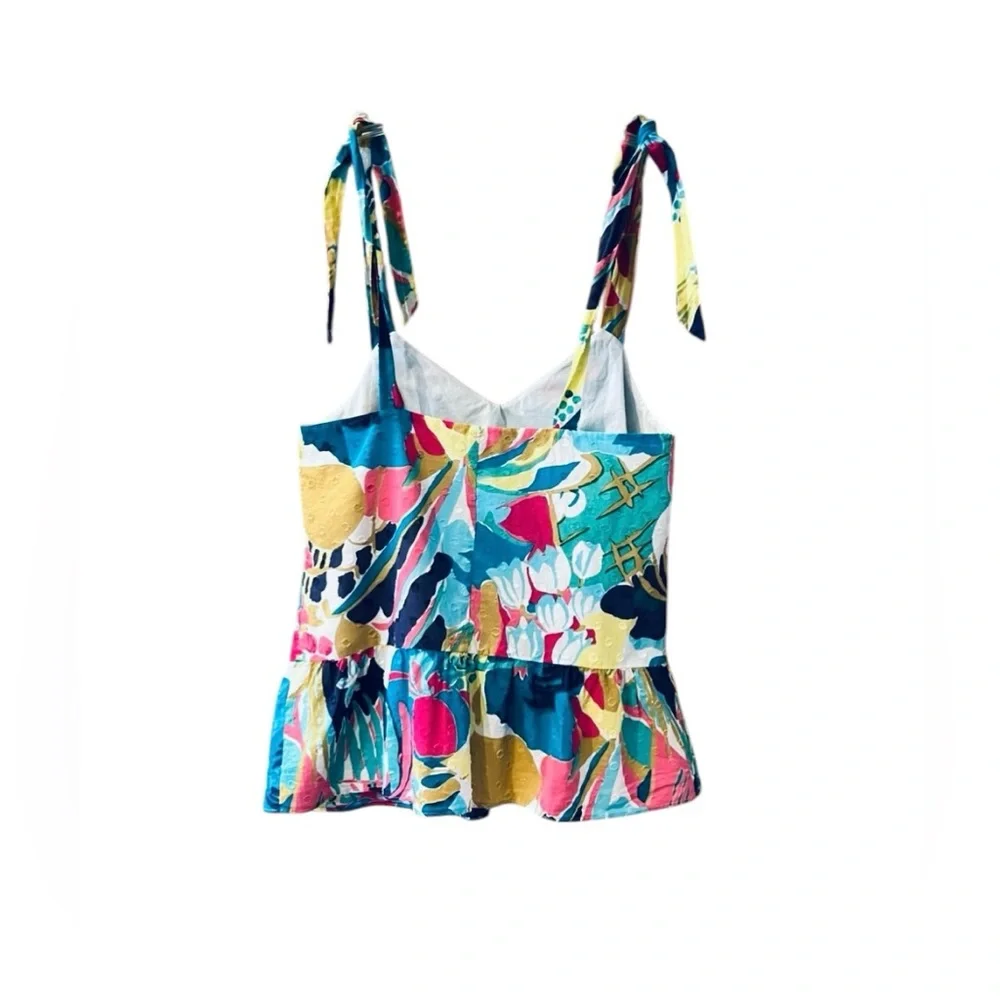 J. Crew Peplum Tie Shoulder Floral Sleeveless Top